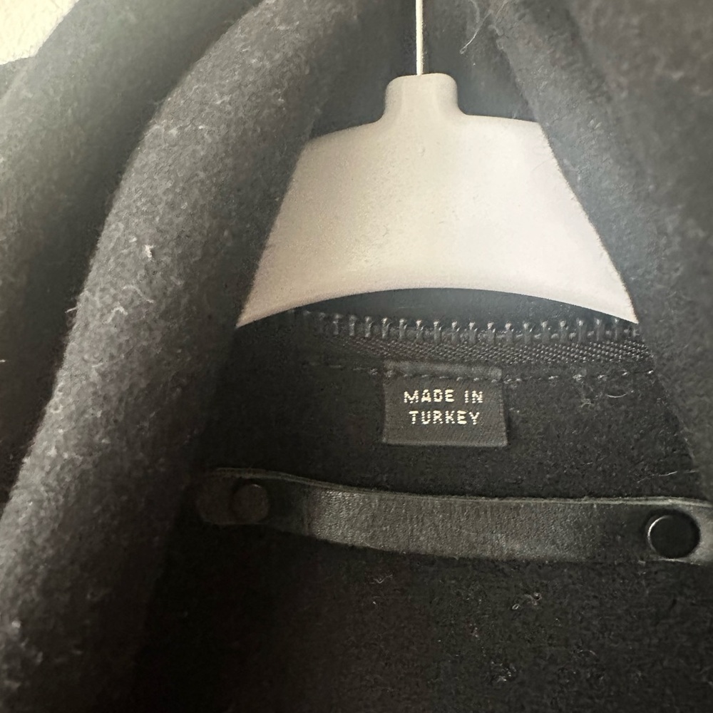 All Saints Black Leather Sleeve Wool Jacket (AICR JAX) size US 4 UK 8 small - Picture 8 of 10